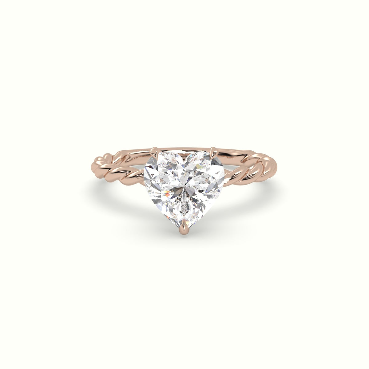 Heart Cut Diamond Solitaire Engagement Ring — Rose Gold