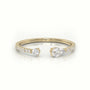 Round Cut & Pear Cut Diamonds Open Pave Setting Ring — Yellow Gold