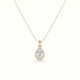Pear Cut Solitaire Halo Diamond Pendant — Yellow Gold