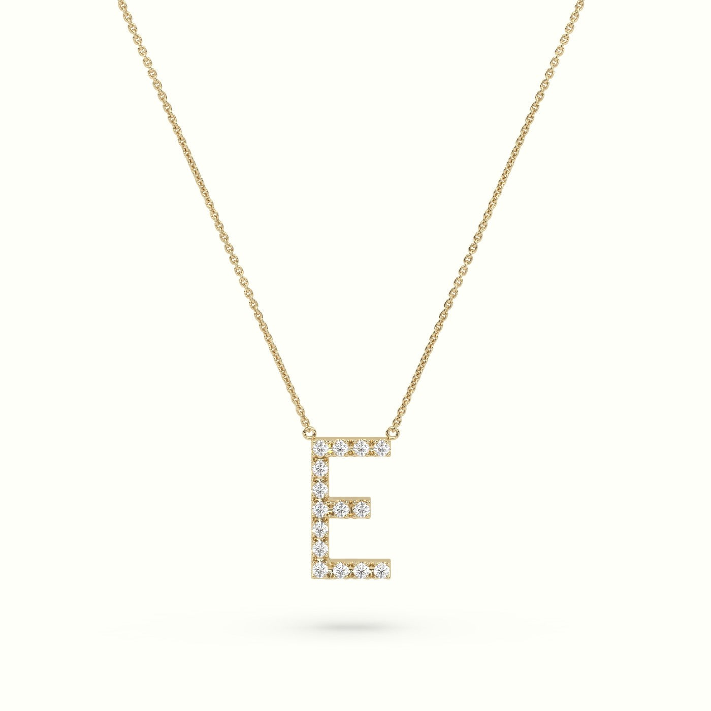 Initial "E" Diamond Necklace - 18k Gold — Yellow Gold