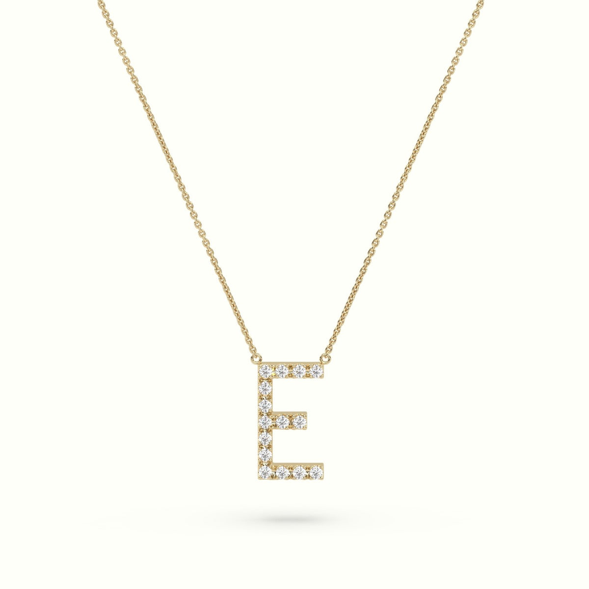 Initial "E" Diamond Necklace - 18k Gold — Yellow Gold