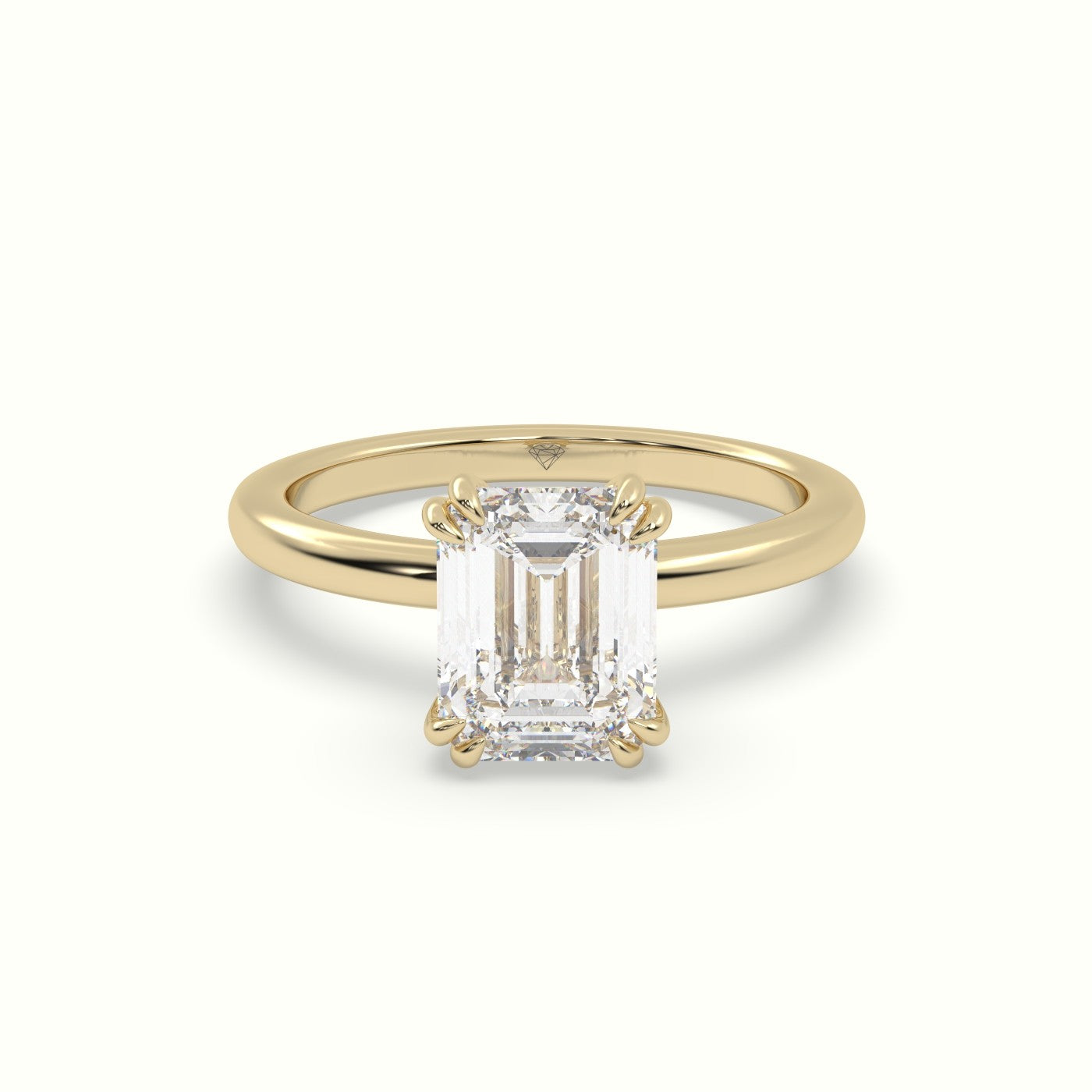 Emerald Cut Diamond Solitaire Engagement Ring — Yellow Gold