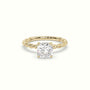 Cushion Cut Diamond Solitaire Engagement Ring — Yellow Gold