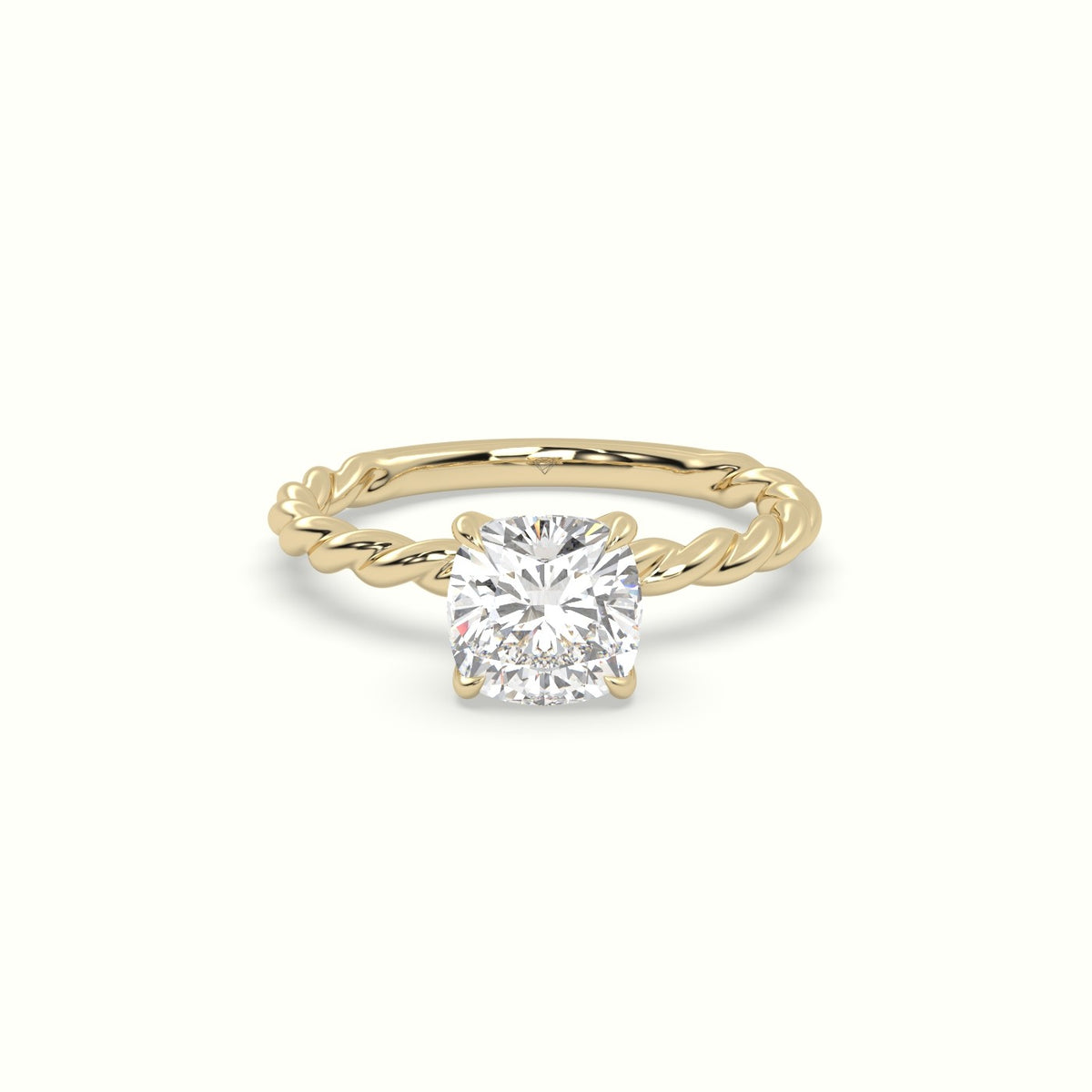 Cushion Cut Diamond Solitaire Engagement Ring — Yellow Gold