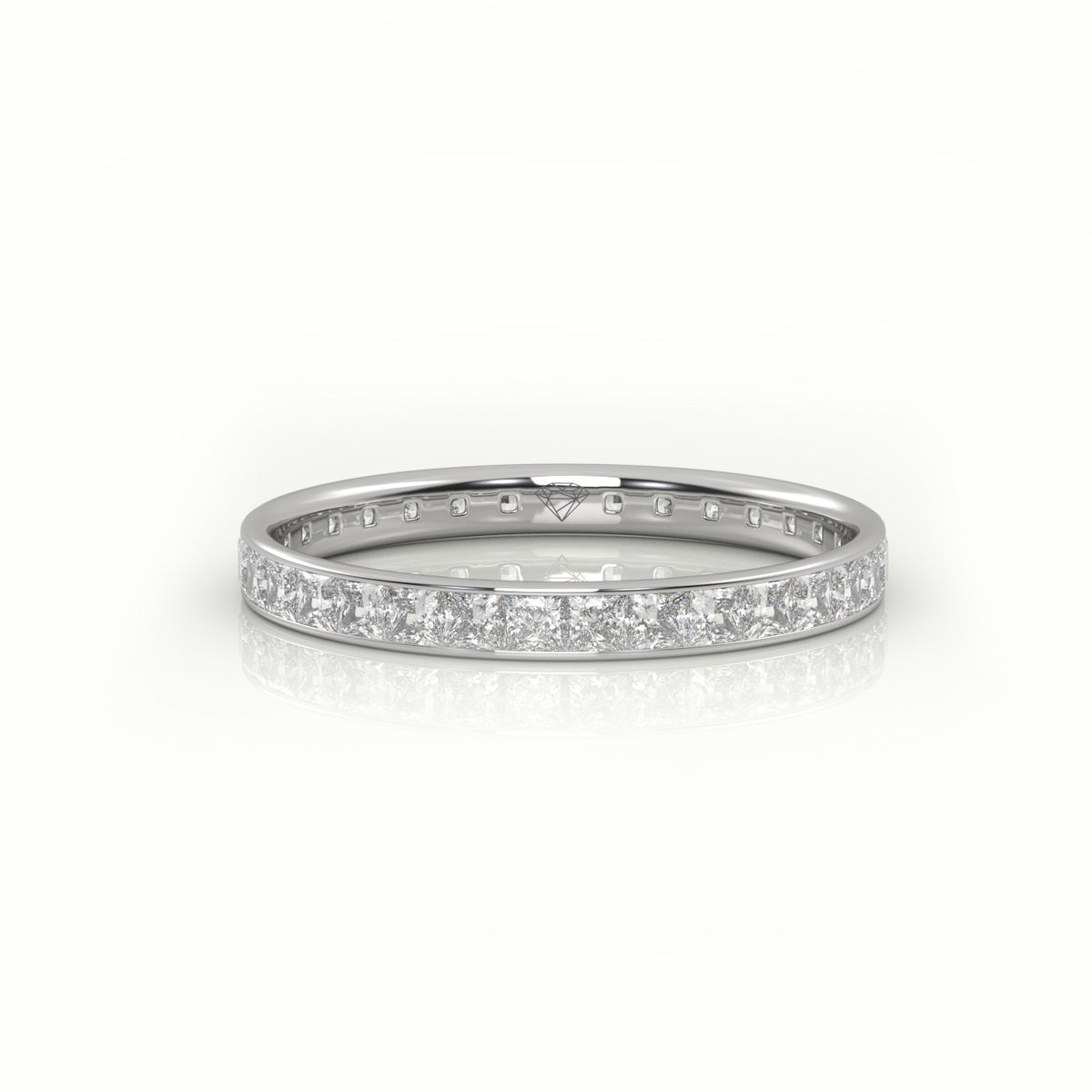 Princess Cut Diamond Channel Setting Eternity Wedding Band — White Gold