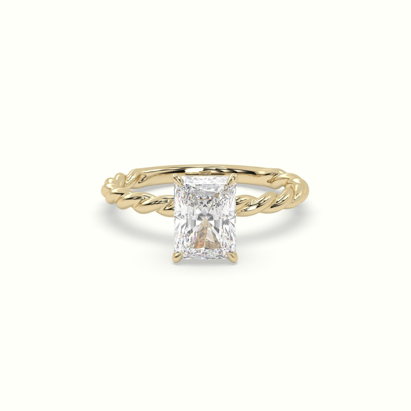Radiant Cut Diamond Solitaire Engagement Ring — Yellow Gold