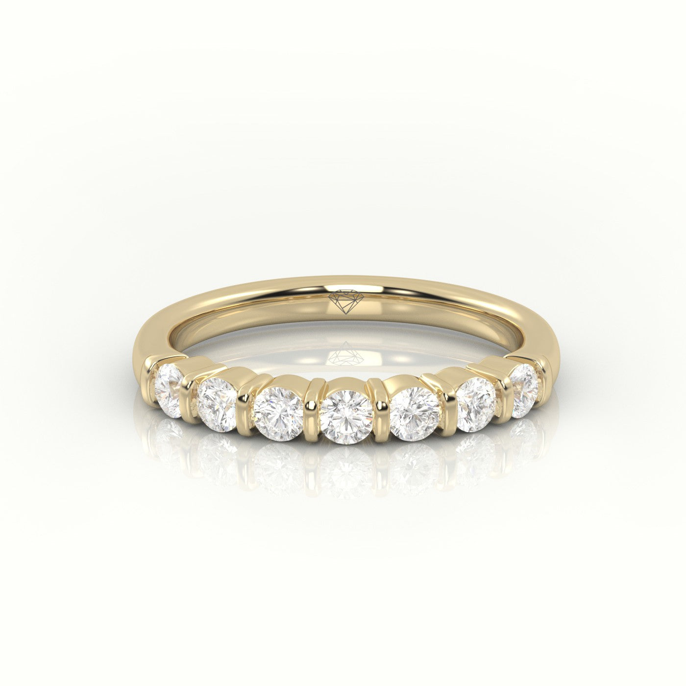 Round Diamonds Bar Setting Half Eternity Wedding Band — Yellow Gold