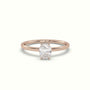 Oval Diamond Solitaire Ring 4 Round Prongs — Rose Gold
