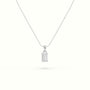 Emerald Cut Solitaire Diamond Pendant — White Gold