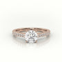 Round Cut Diamond Pave Setting Engagement Ring — Rose Gold
