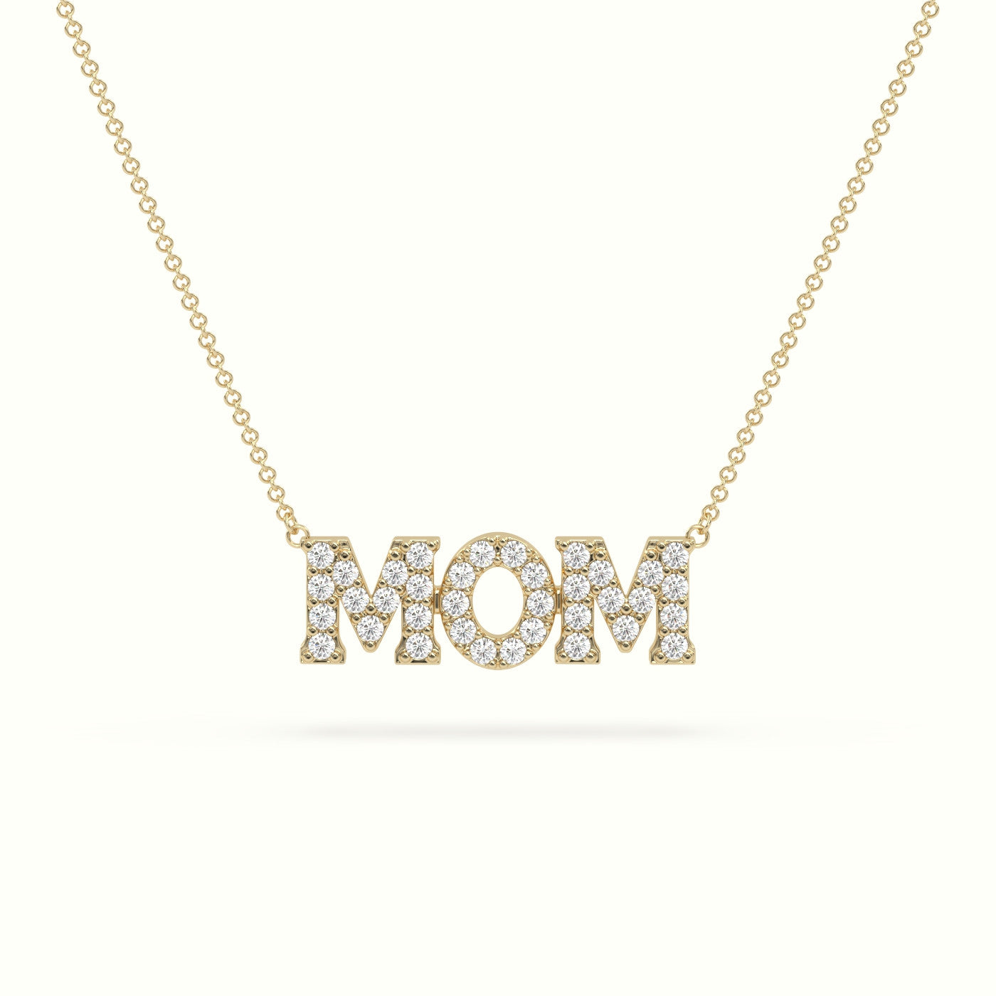 Diamond Mom Necklace — Yellow Gold