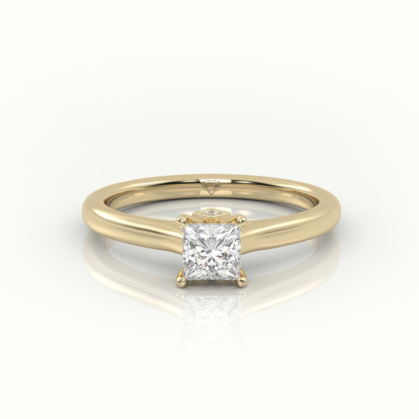 Princess Cut Diamond Solitaire Engagement Ring — Yellow Gold