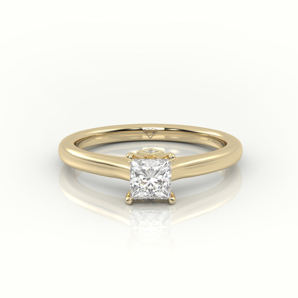 Princess Cut Diamond Solitaire Engagement Ring — Yellow Gold