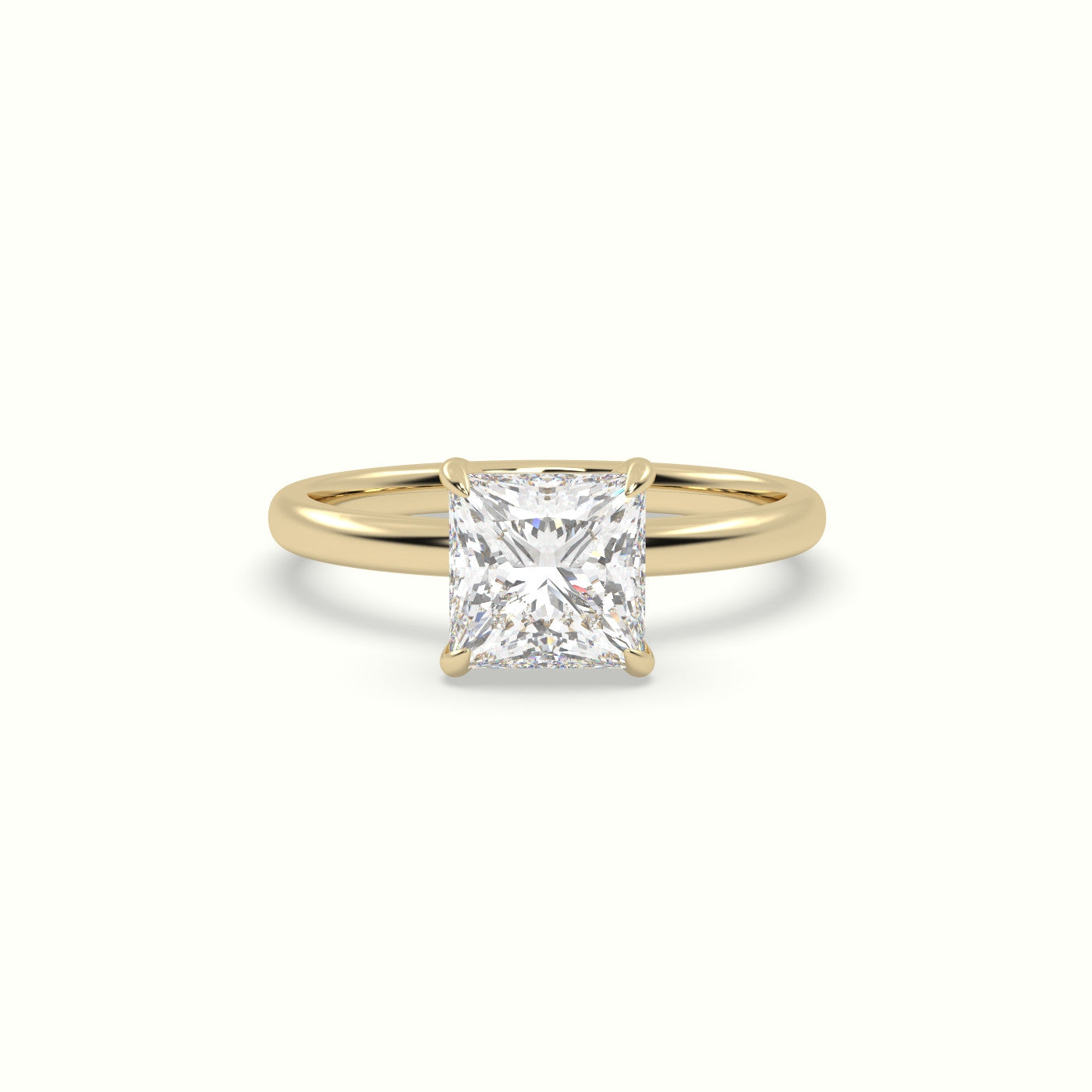 Princess Solitaire Engagement Ring — Yellow Gold