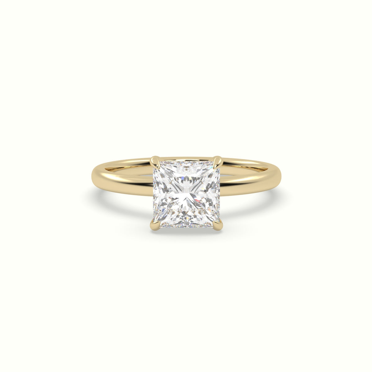 Princess Solitaire Engagement Ring — Yellow Gold