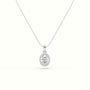 Oval Cut Solitaire Halo Diamond Pendant — White Gold
