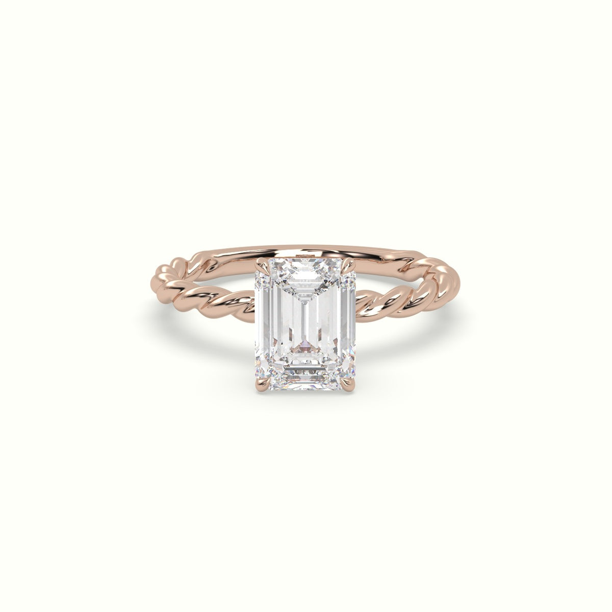 Emerald Cut Diamond Solitaire Engagement Ring — Rose Gold