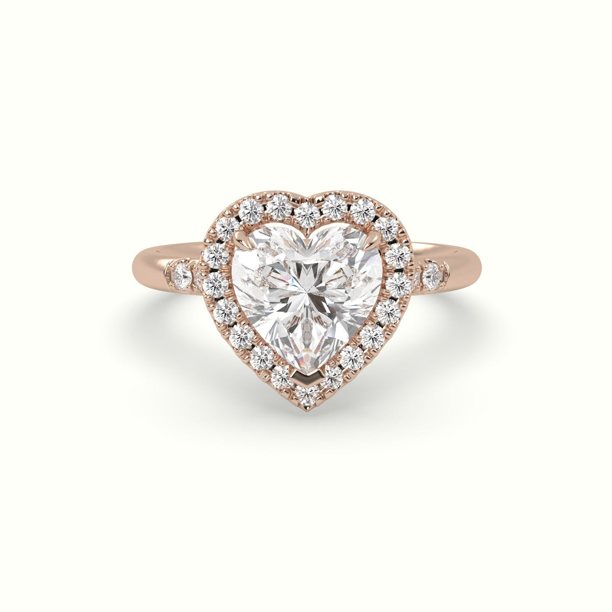 Heart Cut Halo Diamond Engagement Ring — Rose Gold