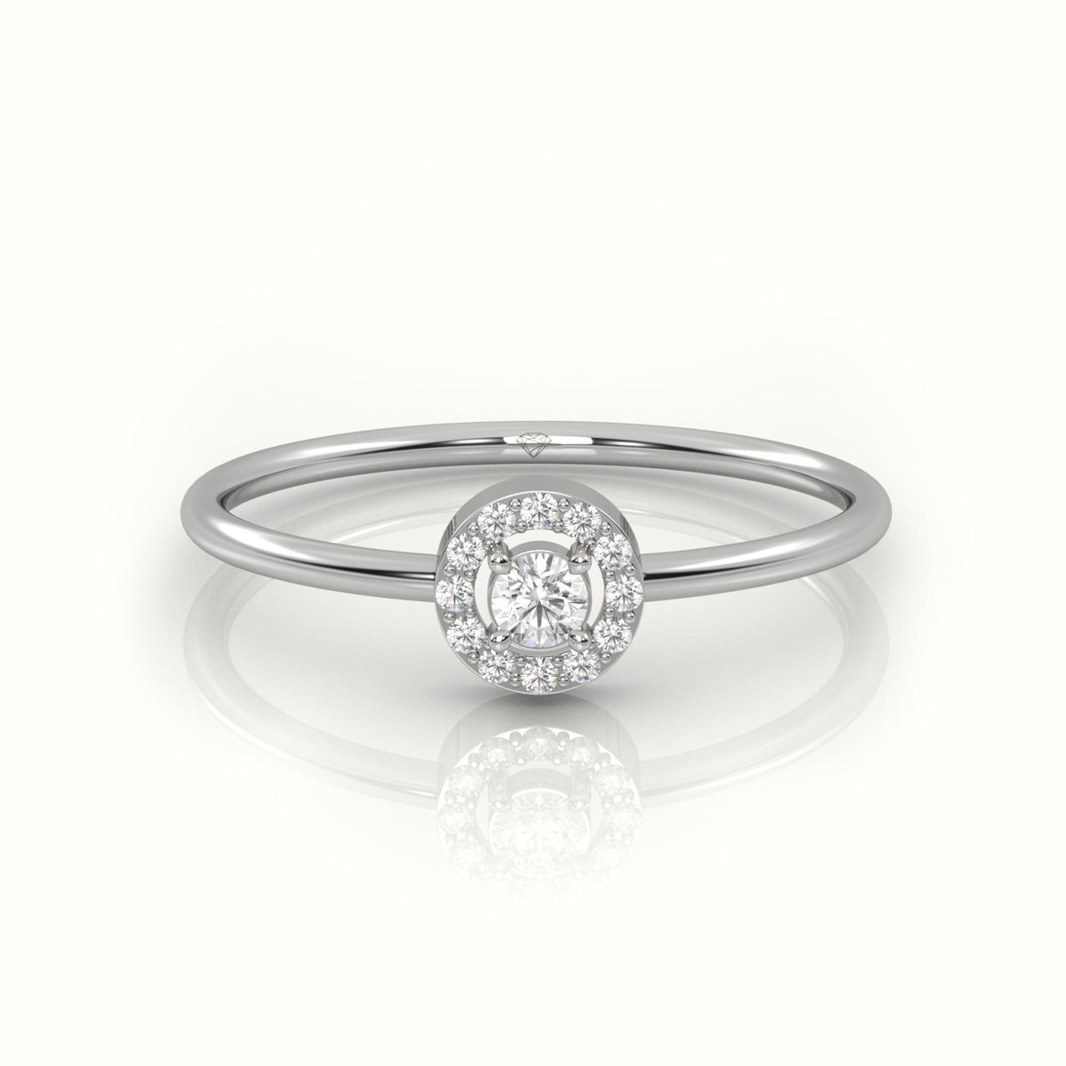 Round Cut Diamond 4 Prongs Halo Setting Ring — White Gold