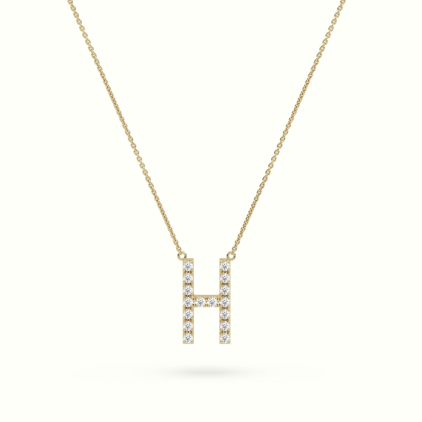 Initial "H" Diamond Necklace - 18k Gold — Yellow Gold