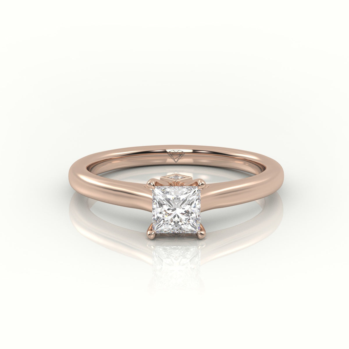 Princess Cut Diamond Solitaire Engagement Ring — Rose Gold