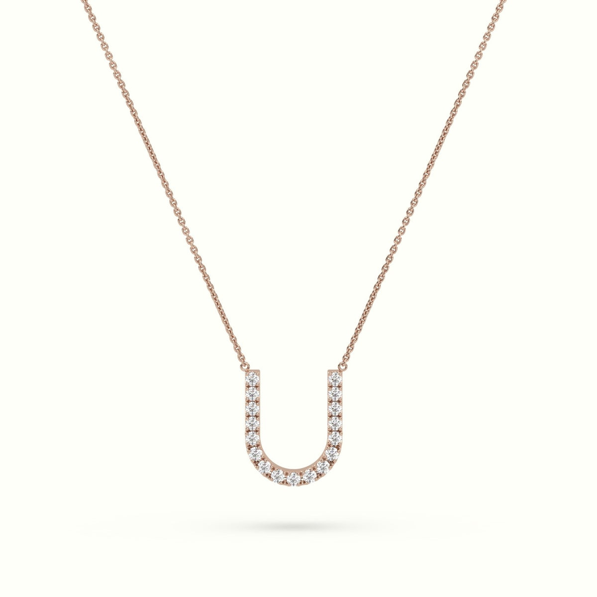 Initial "U" Diamond Necklace - 18k Gold — Rose Gold