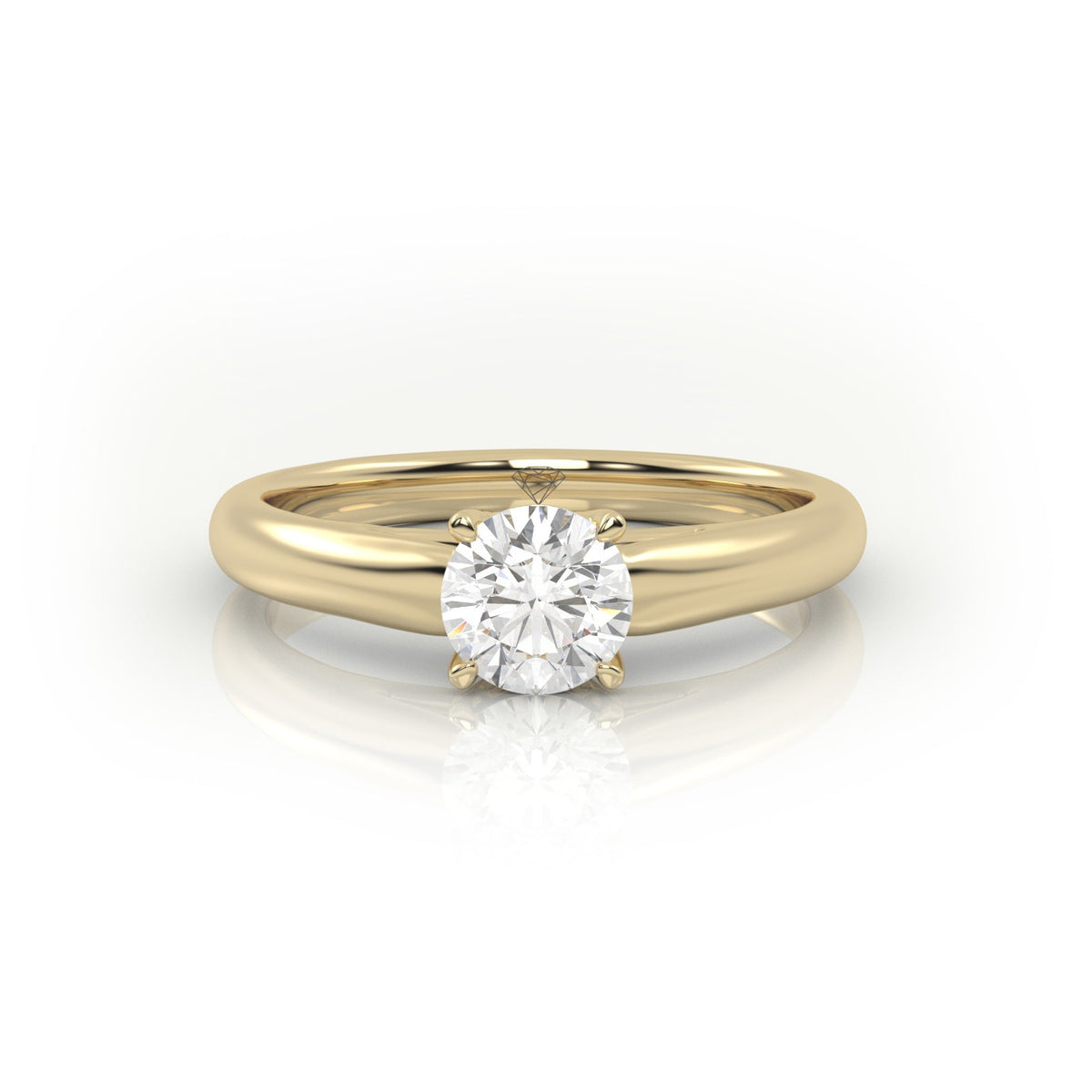 Round Cut Diamond Solitaire Ring — Yellow Gold