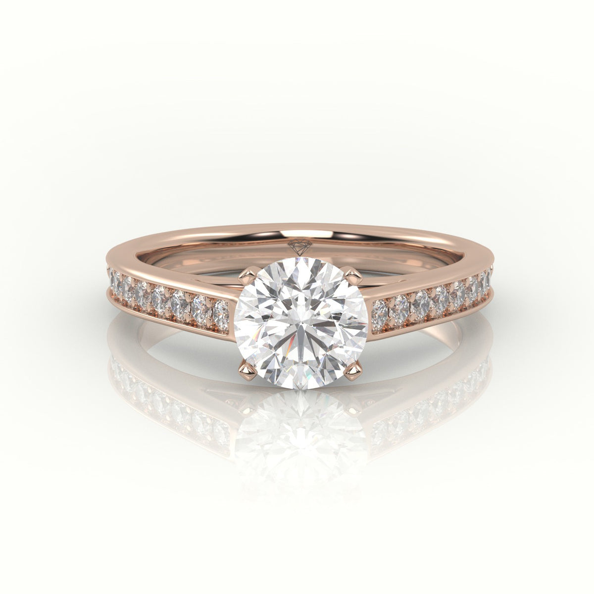 Round Cut Diamond 4 Prongs Channel-Setting Engagement Ring — Rose Gold