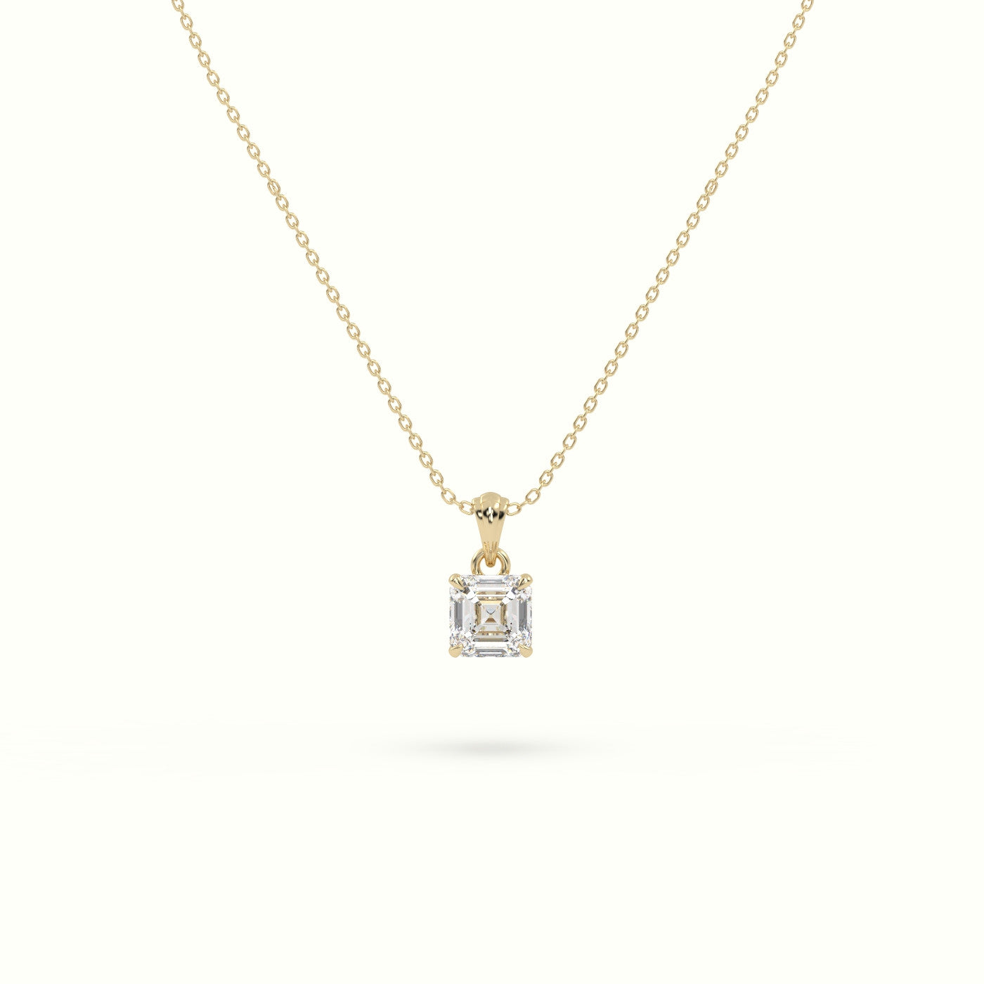 Ascher Cut Solitaire Diamond Pendant — Yellow Gold