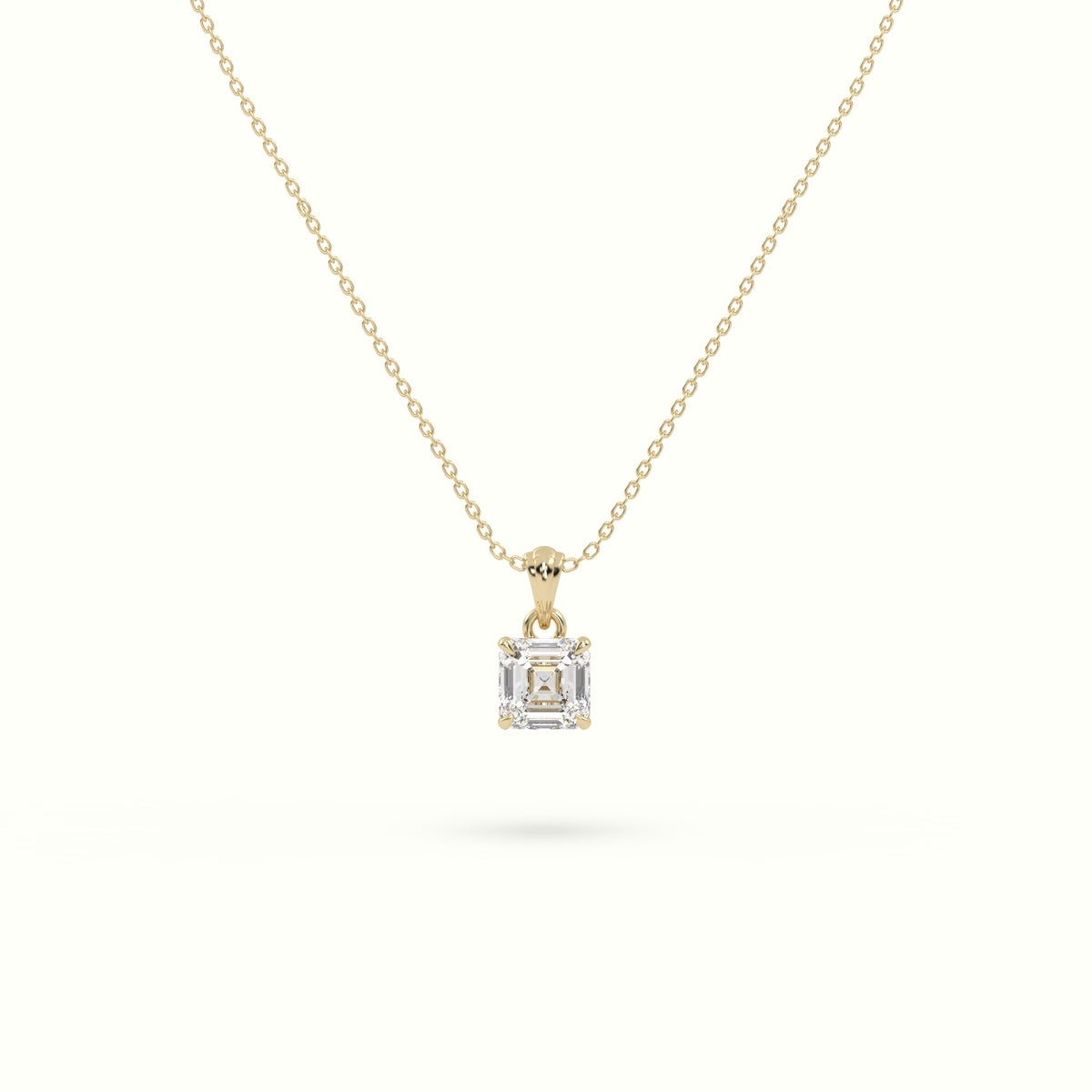Ascher Cut Solitaire Diamond Pendant — Yellow Gold