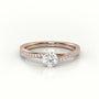 Round Diamond 4 Prongs Twisted Pave Setting Engagement Ring — Rose Gold