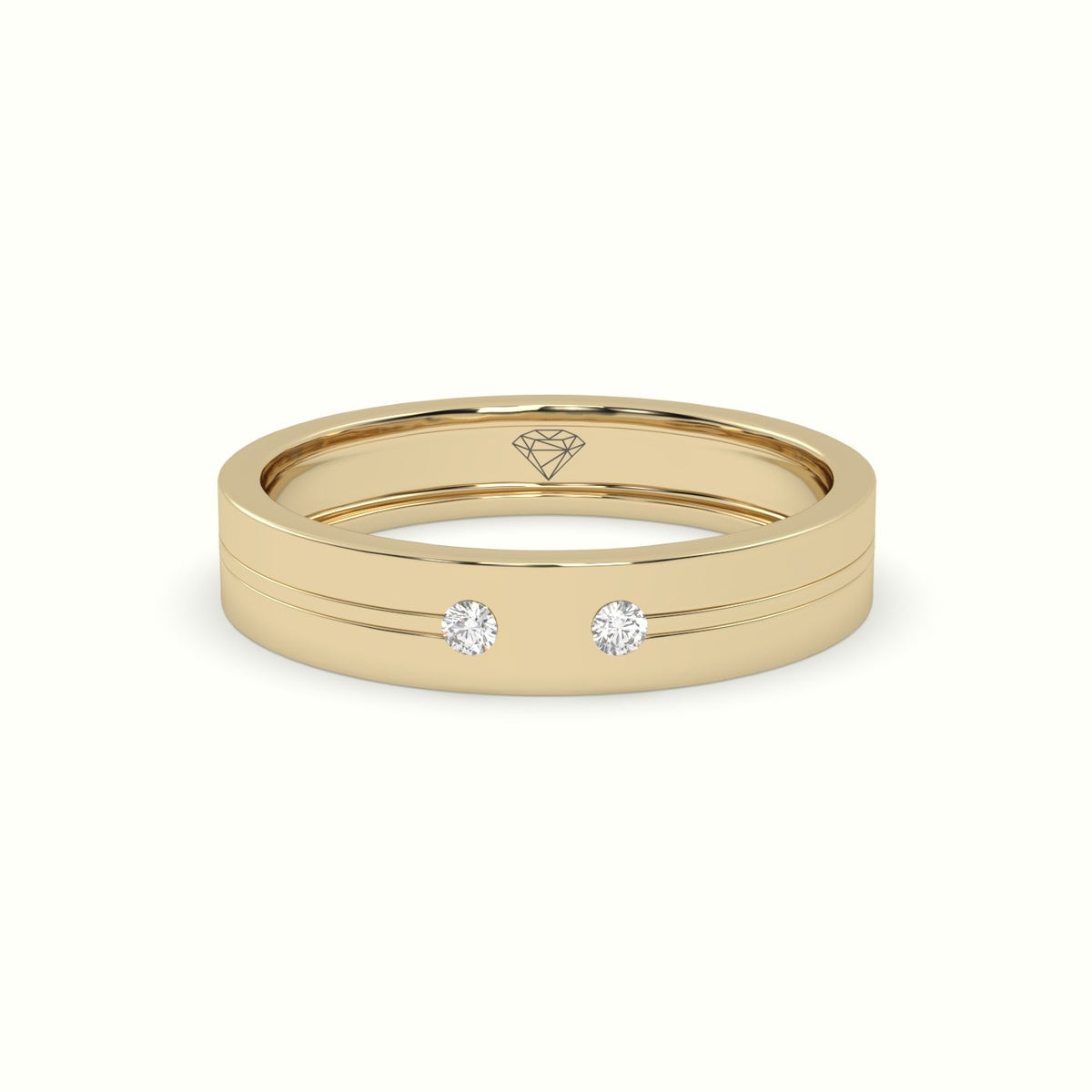 Flush Set Diamond Wedding Band — Yellow Gold