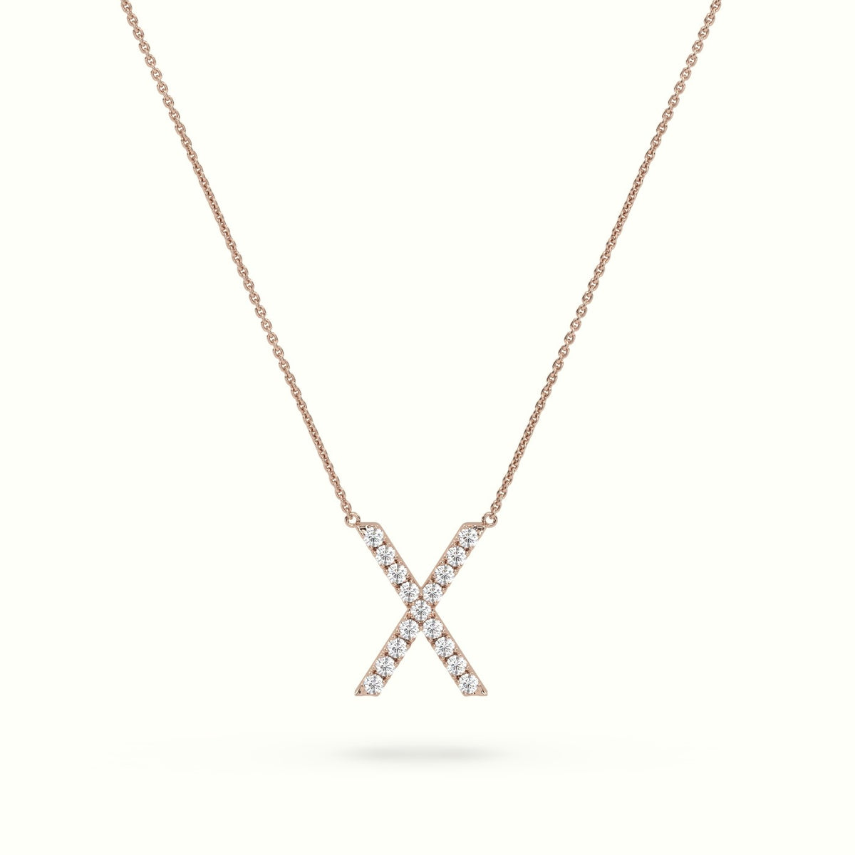 Initial "X" Diamond Necklace - 18k Gold — Rose Gold