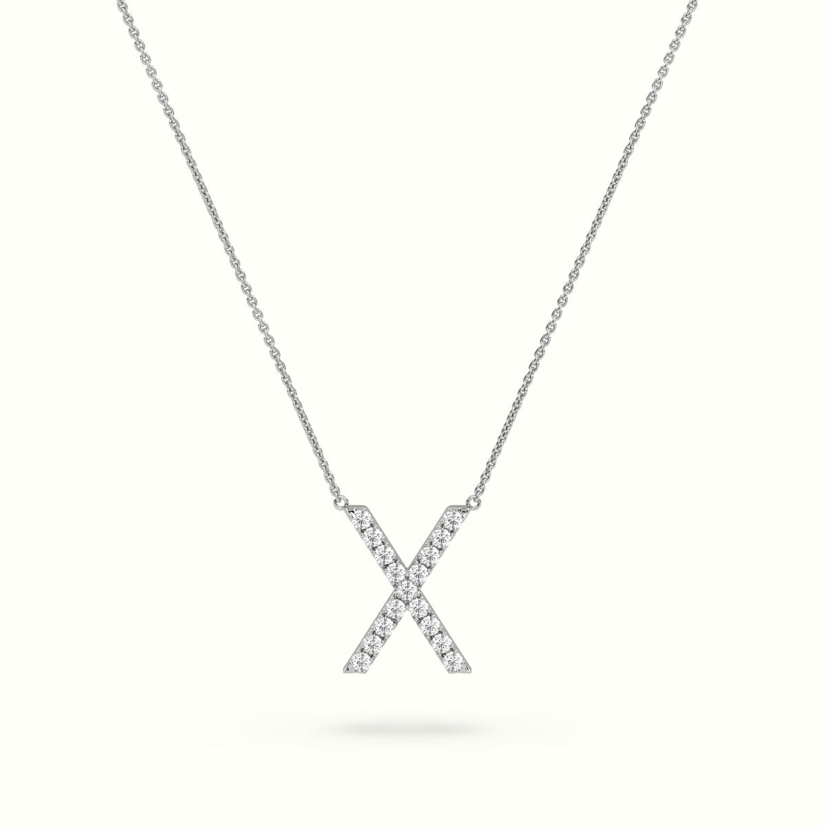 Initial "X" Diamond Necklace - 18k Gold — White Gold