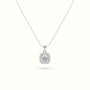 Ascher Cut Solitaire Halo Diamond Pendant — White Gold