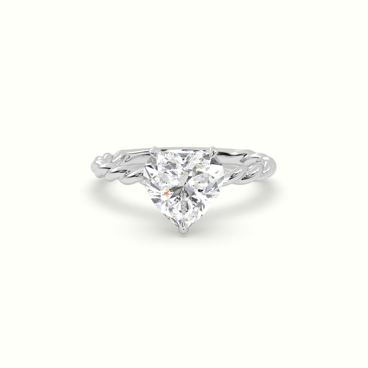 Heart Cut Diamond Solitaire Engagement Ring — White Gold