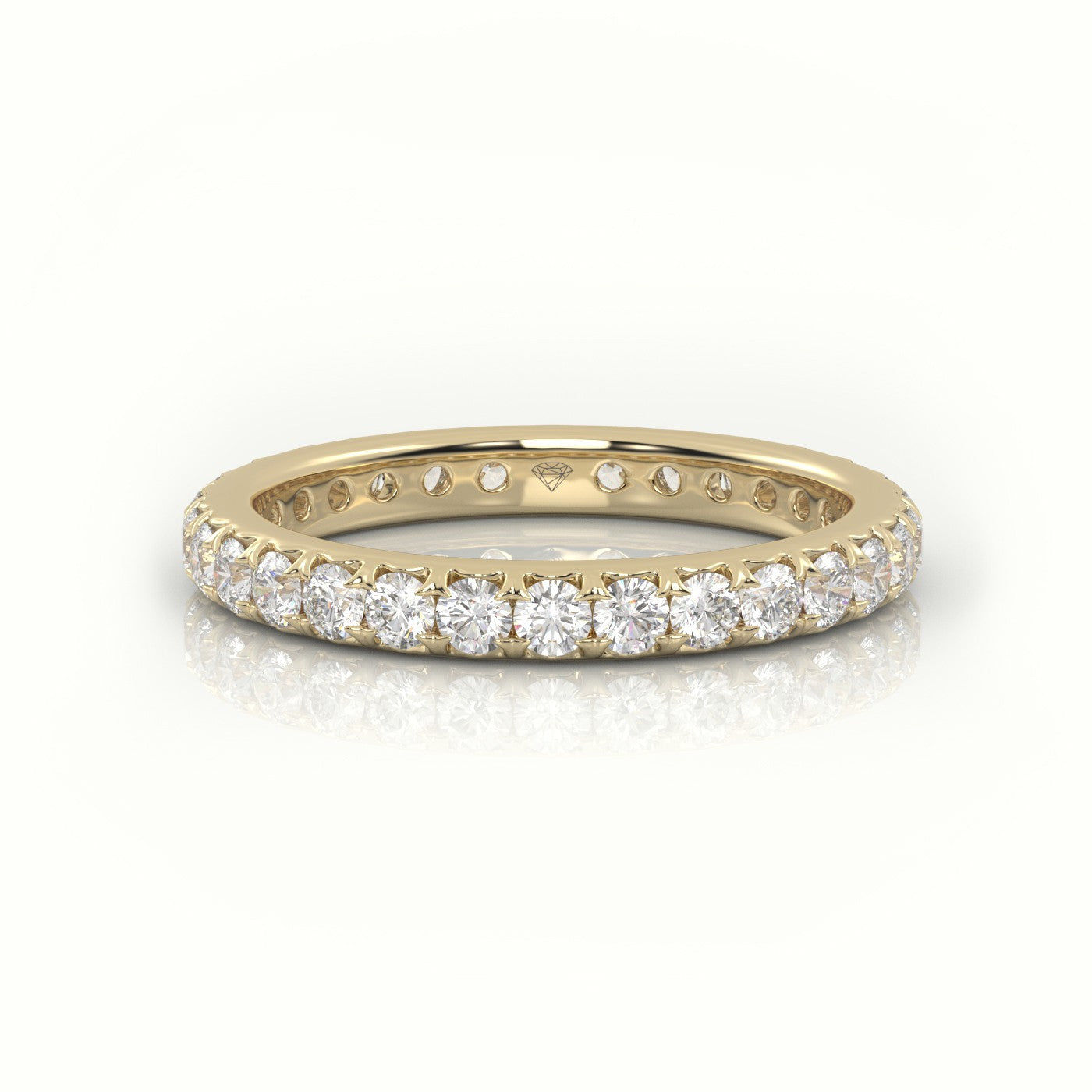 Round Cut Pave Setting Eternity Wedding Band — Yellow Gold