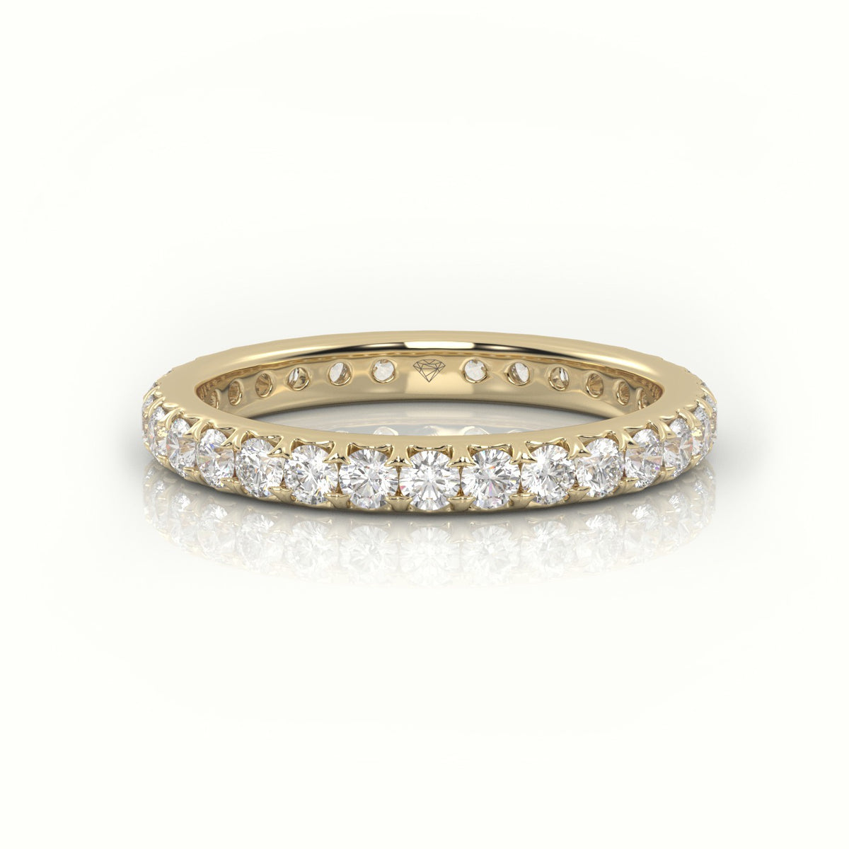 Round Cut Pave Setting Eternity Wedding Band — Yellow Gold