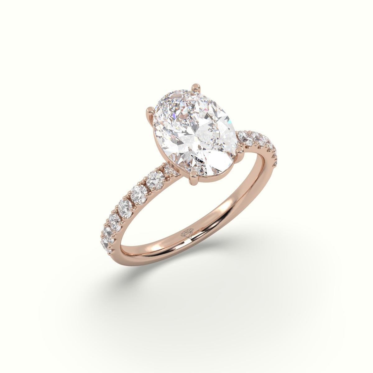 Oval Diamond Pave Engagement Ring — Rose Gold