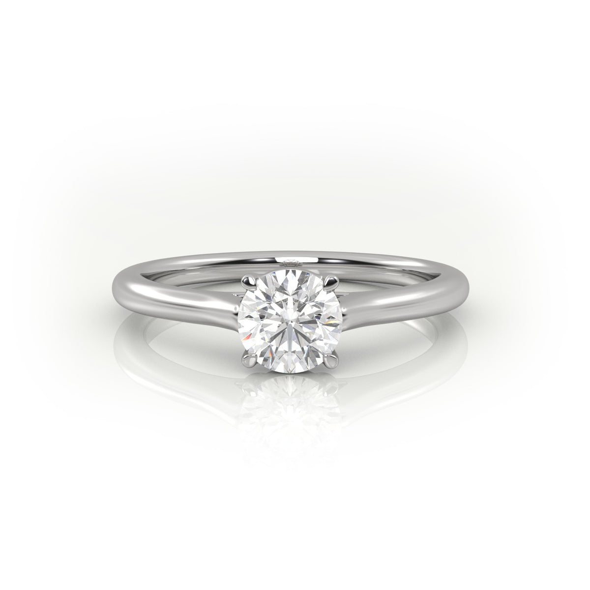 Round Cut Solitaire Diamond Engagement Ring — White Gold