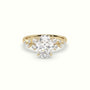 Oval Diamond Side Stone Engagement Ring — Yellow Gold