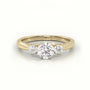 Round Cut Diamond Side Stone Engagement Ring — Yellow Gold
