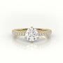 Round Cut Diamond 6 Prongs Pave Setting Engagement Ring — Yellow Gold