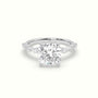 Cushion Cut Diamond Engagement Ring With Marquise And Round Side Stones — White Gold