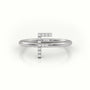 Round Cut Diamonds “F” Initials Monogram Alphabet Ring — White Gold