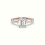Emerald Cut Diamond Engagement Ring With Side Stones — Rose Gold