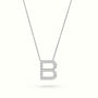 Initial “B” Diamond Necklace - 18k gold — White Gold