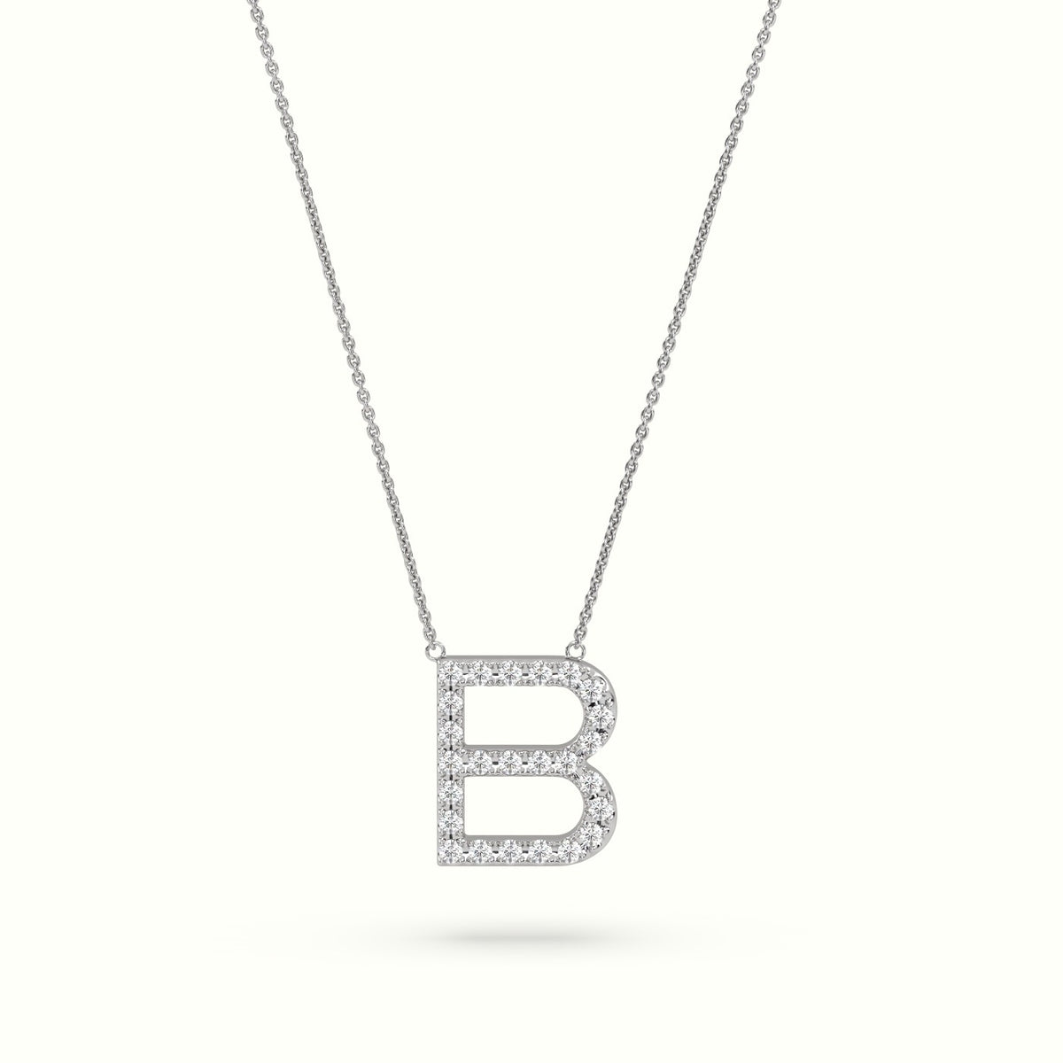 Initial “B” Diamond Necklace - 18k gold — White Gold