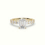 Emerald Cut Diamond Engagement Ring With Side Stones — Yellow Gold