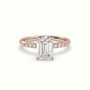 Emerald Cut Diamond Pave Engagement Ring — Rose Gold